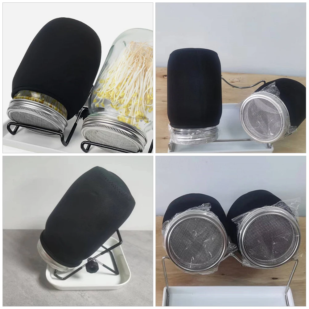 

2pcs Mason Jar Sprout Sleeves Reusable Blackout Cover for Sprouting Jar Shade Planting Supplies Gardening Tools
