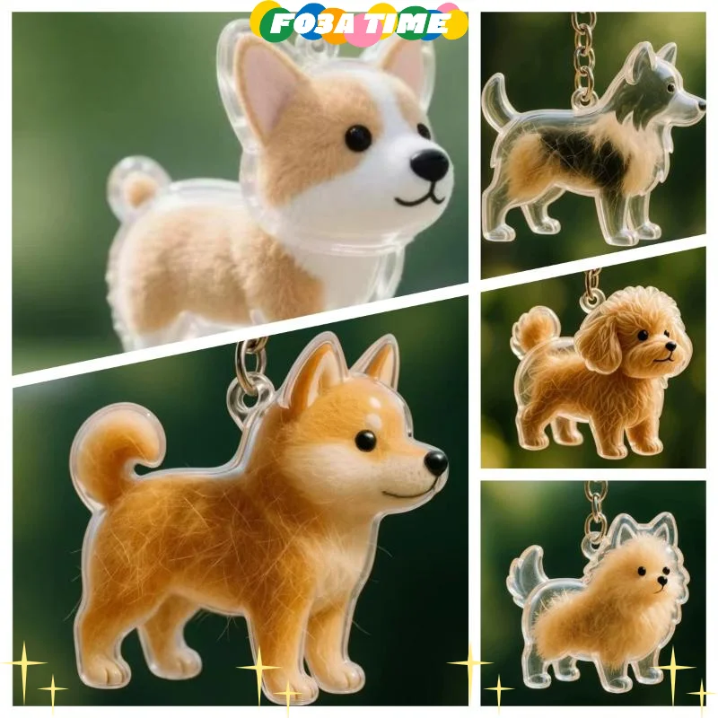 

Dog Shape Pet Hair Storage Box Transparent Keychain DIY Handmade Pet Hair Backpack Decor Accessories Souvenir Collection Gift