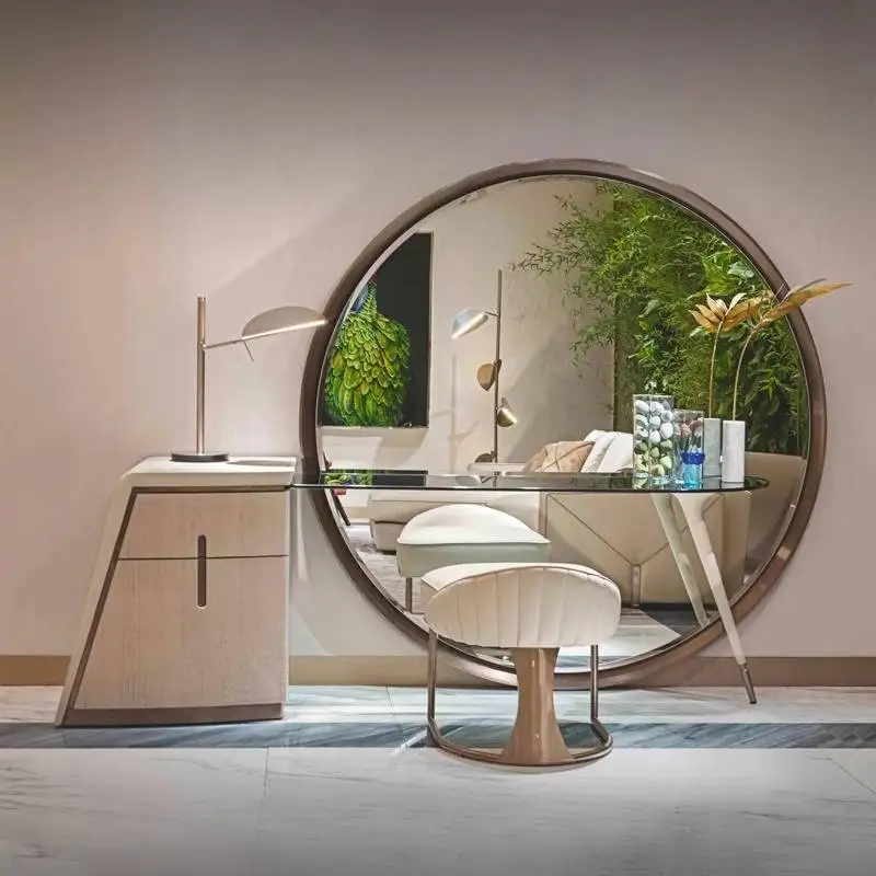 Modern Simple Makeup Vanity Desk Wooden European White Cheap Makeup Vanity Desk Mirror Corner Kaptafel Furniture For Home