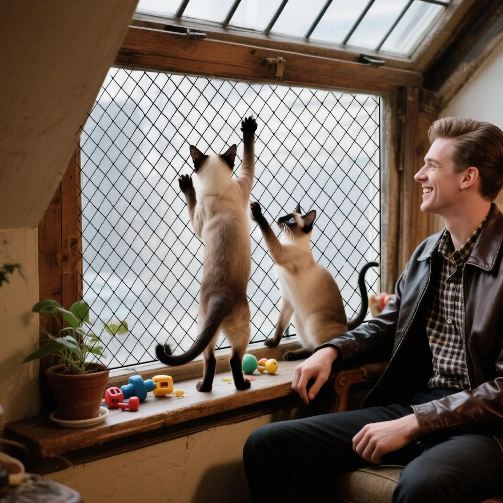Katzenschutznetz Absturzsicherung Balkonabdeckung für Haustiere für Innenbereich Fenster Terrasse Wohnung Außendeck Garten