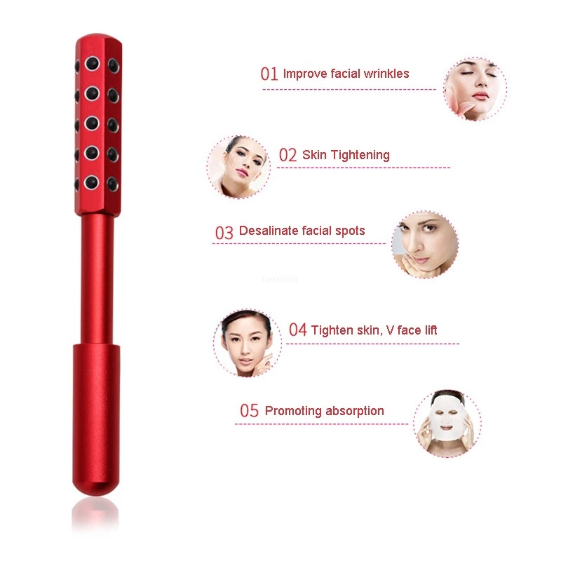 Germanium particle massage head beauty bar roller face massager