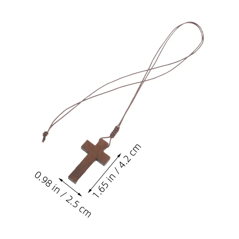 4Pcs Wood Cross Pendant Necklace Artistic Vintage Style Lightweight Comfortable Unisex Religious Jewelry Easter Favor