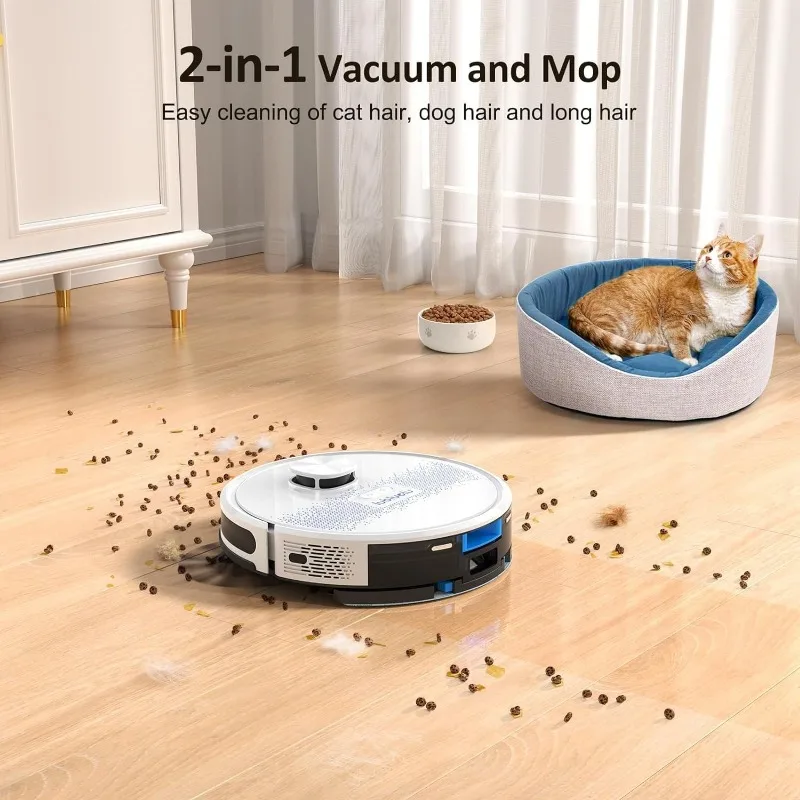 Lubluelu Robot Vacuum and Mop Combo, 2 in 1 Robotic Vacuum Cleaner, LiDAR Navigation, 5 Smart Mappings,10 No-go Zones