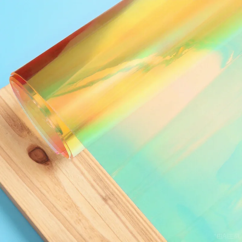 

1 Sheet PVC Iridescent Film Fabric High-Class Durable Colored DIY Fabric Material for Handbags Phone Covers Clothing Patchwork