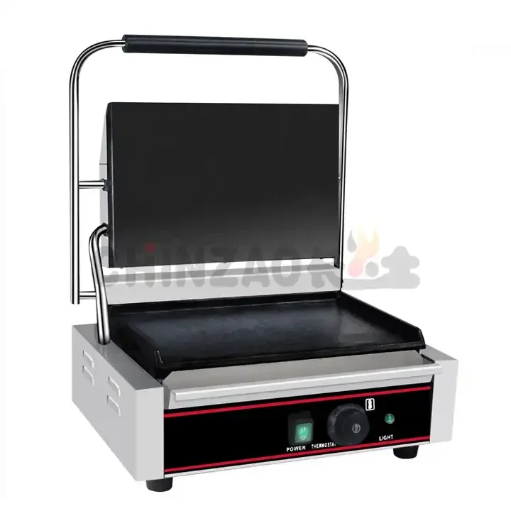 High-Efficient Non-Stick 2 Slice Contact Grill Electric Press Grill Commercial Panini Grill for fast food restaurant