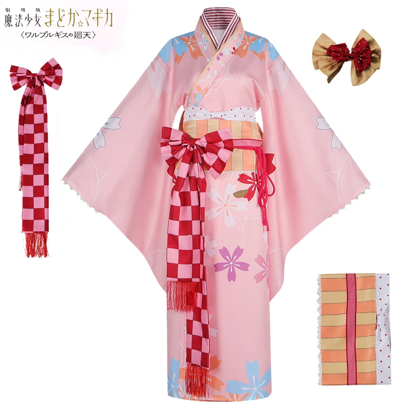 Kaname Madoka Anime Puella Magi Madoka Magica Cosplay Costume Kimono Cute Woman Pink Printed Adult Convention Comic Con Suits