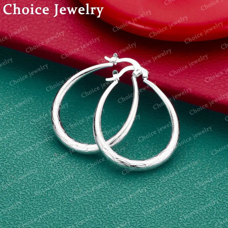1 Pair 925 Sterling Silver Wave Texture U Hoop Earrings for Women's Fashion Elegant Jewelry Perfect for Everyday Accessories