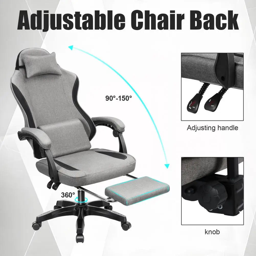 Silla ergonómica con reposapiés para Gaming, Sillón de masaje con rotación de 360 grados, reposacabezas y respaldo, moderna, para oficina