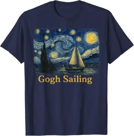 Gogh Segeln Matrose Segelboot Van Gogh Bootsfahrt Sternennacht T-Shirt Y2k Bootsfahrt Urlaub T-Shirt Humor Kunst Outdoor Ästhetisches Oberteil – Detail 12