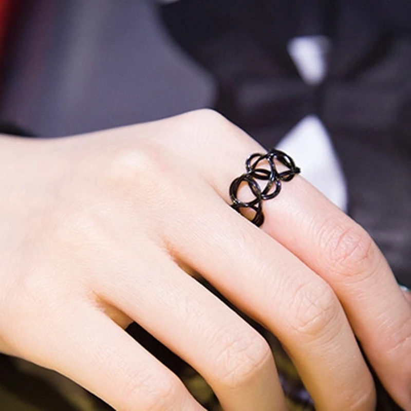 Nova tatuagem junta anéis para mulheres preto estiramento elástico gótico feminino anéis punk retro dedos jóias harajuku anel anillos