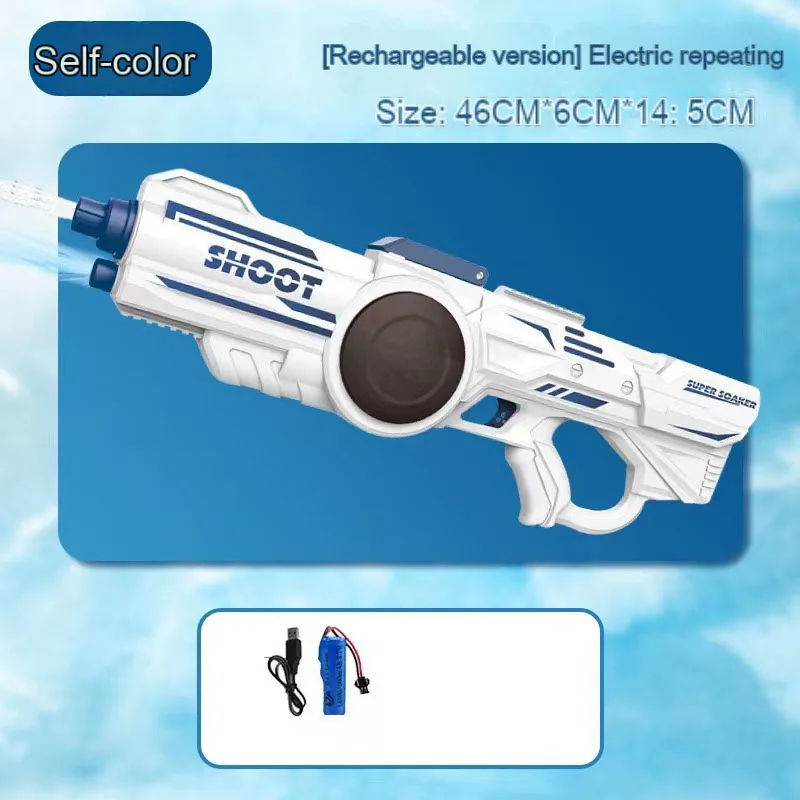 Pistolet à Eau Électrique – Auto-amorçant, USB Rechargeable, 930 Ml, Portée 8-10 M – Piscine, Plage, Été