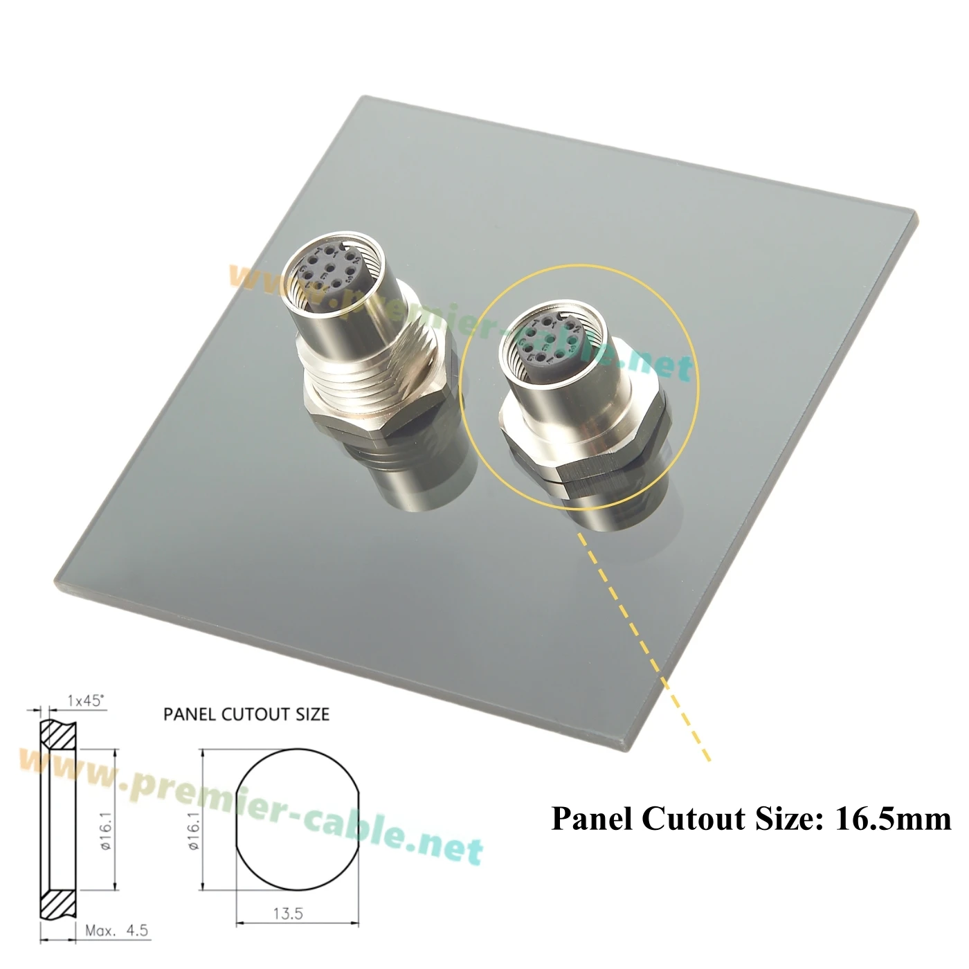 M12 A Code 8 Pin Female to Female Bulkhead Feedthrough Connector  IP67 Flush Panel Mount M12 8Pin Industrial Circular Adapter