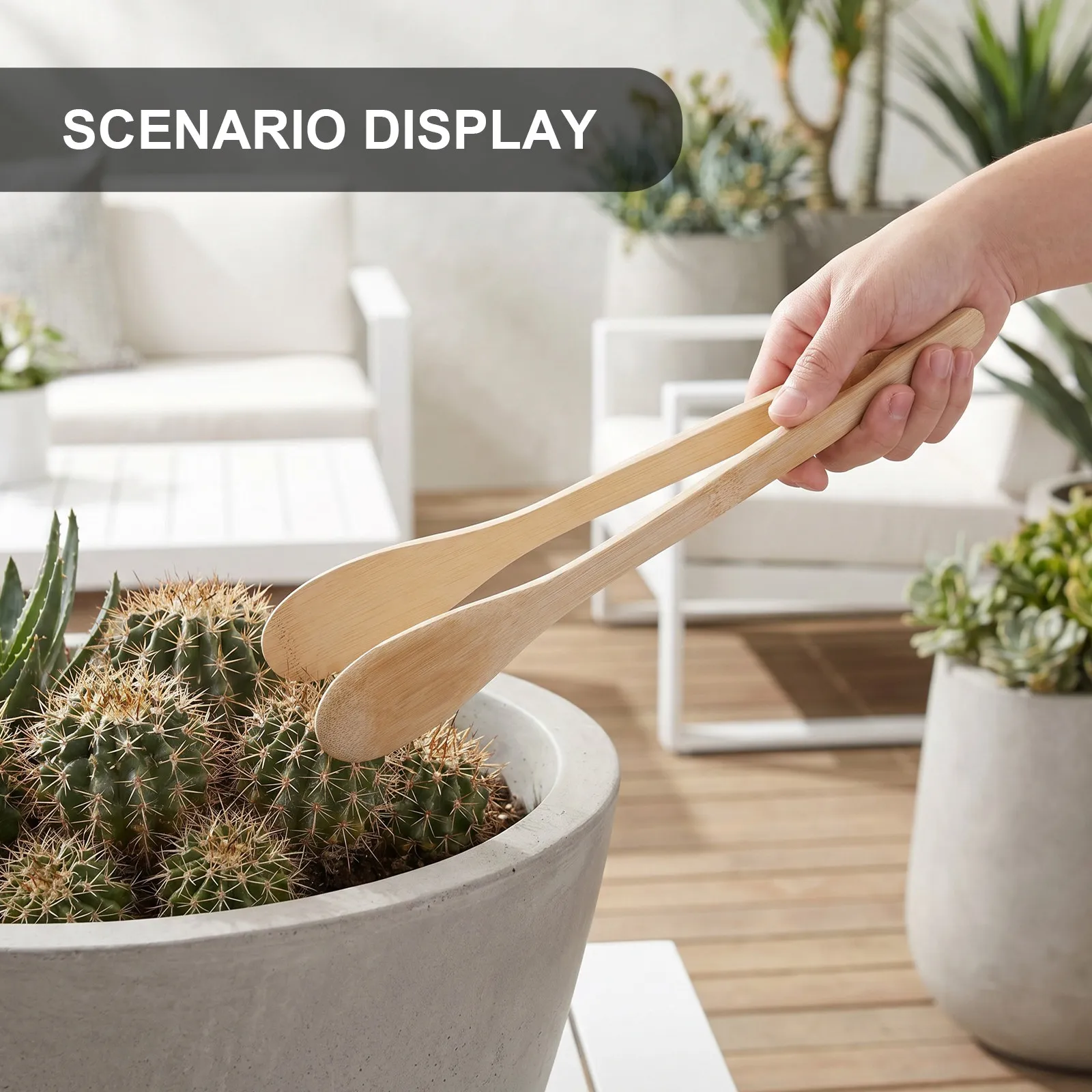 2Pcs Bamboo Cactus Handling Tongs 11.8inch Succulent Transplanting Tools Indoor Gardening Plant Tongs Prickly Plant Grabber