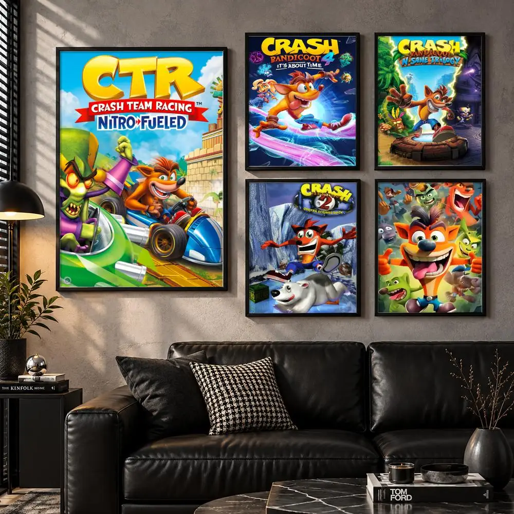 Crash Bandicoot Retro Platform Game Mascot Adventure Gaming Icon Poster Aesthetic Unframed Wall Prints for Bedroom & Living Room