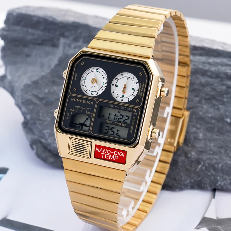 Электронный Секундомер HUMPBUCK, часы с хронографом для мужчин, водонепроницаемые спортивные часы с многофункциональностью