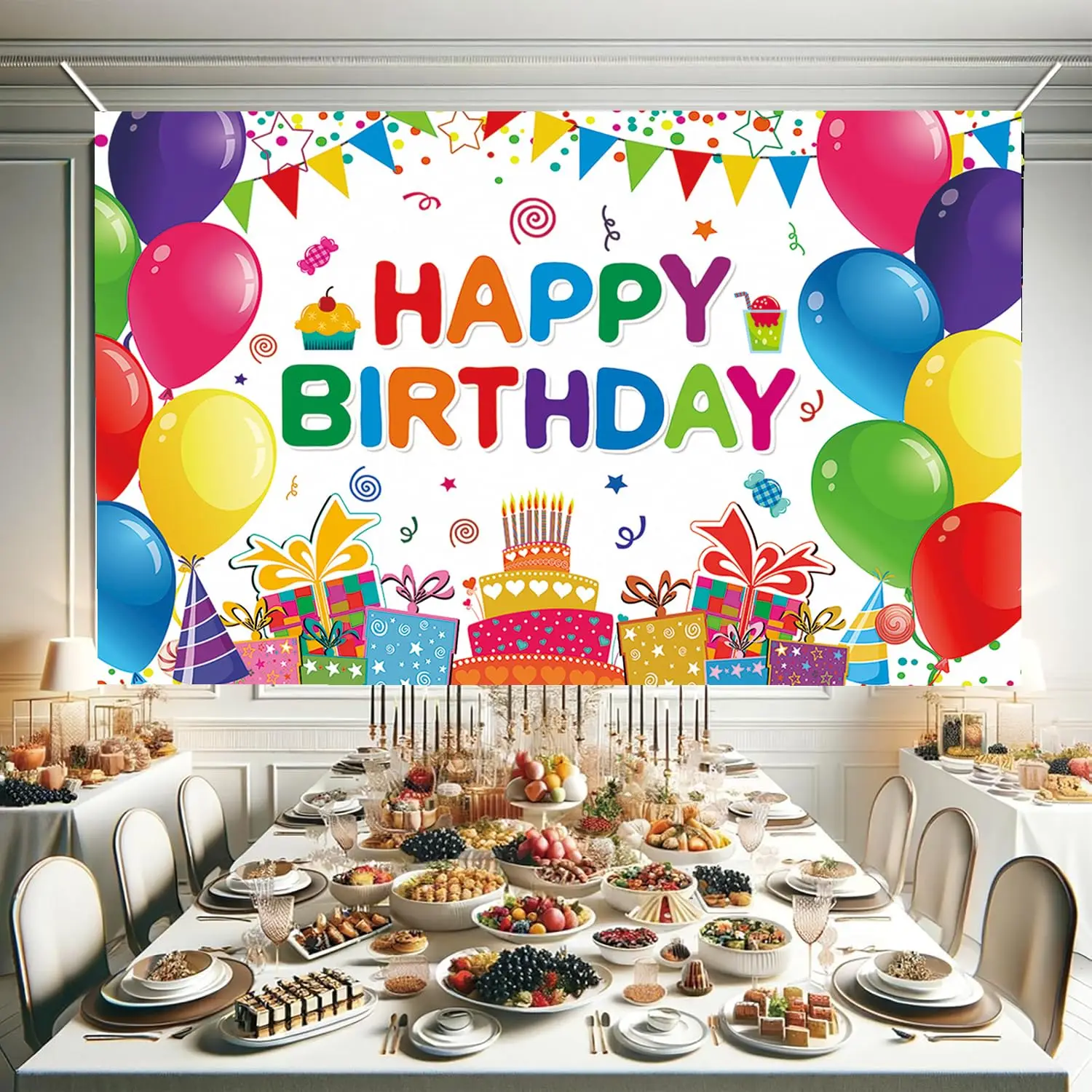 Birthday Celebration Tapestry Wall Decoration, Birthday Party Decorations for Children,Relatives, Friends And Pets Necessities