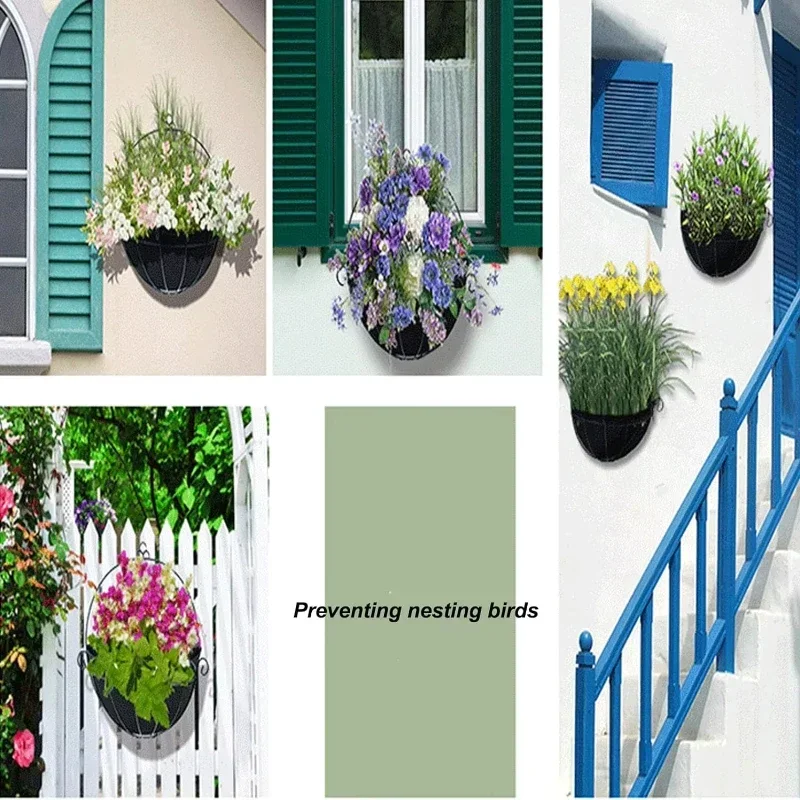 set of 4 fabric half-round plant pot pads for hanging baskets wall-suitable replacements for felt or coconut pads