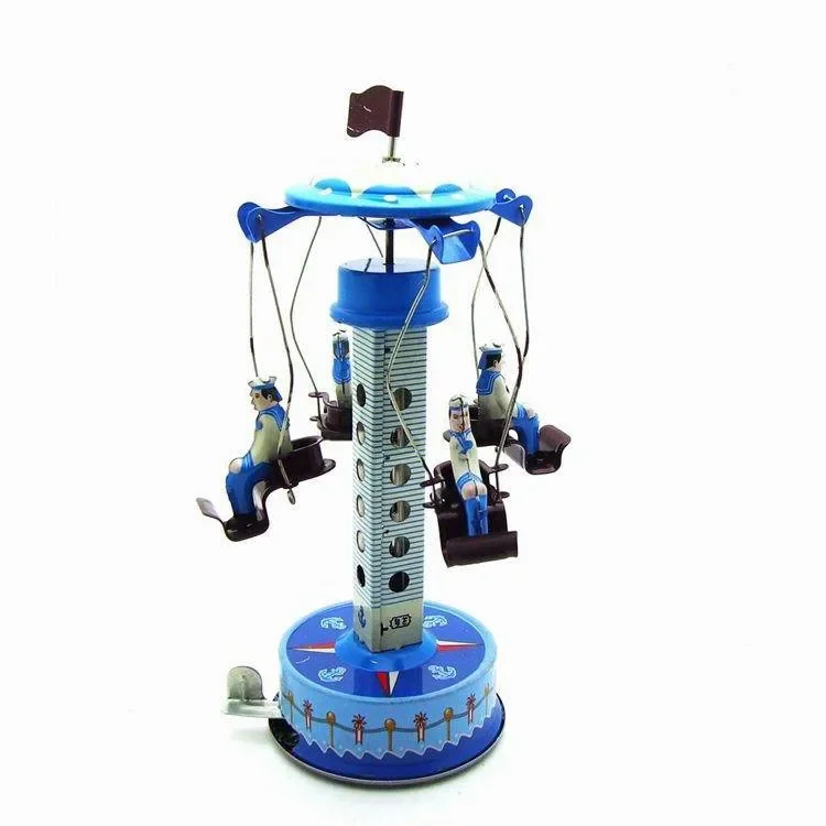 [Best]Adult Collection Retro Wind up toy Metal Tin Naval Training Rotating Tower Mechanical toy Clockwork toy figures model gift