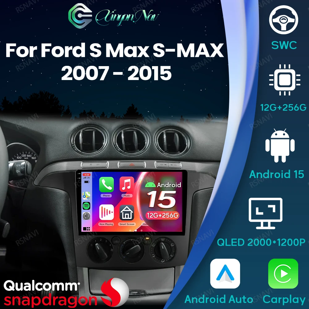 

Android 15 для Ford S Max S-MAX 2007-2015 головное устройство 5G WIFI Viedo плеер BT мультимедийное GPS автомобильное радио Qualcomm стерео 4G LTE