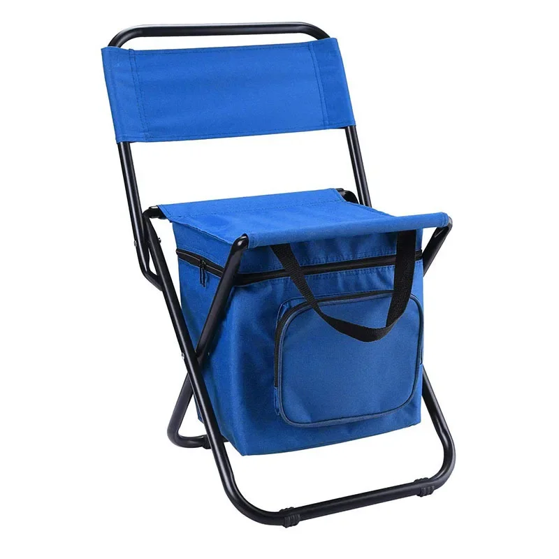 Portable Outdoor Folding Leisure Camping Ice Pack Chair with Storage Bag Backrest Insulation Fishing Chair Green Color