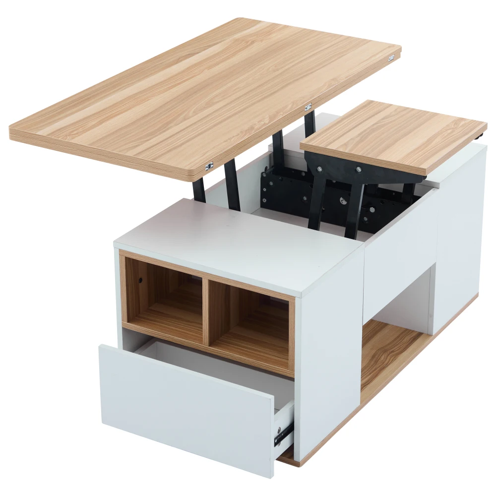 Moderner Couch-Couchtisch mit Dual-Lift-Mechanismus, versteckter Stauraum, Tragfähigkeit bis zu 50 kg, ideal für kleine Räume – Detail 38