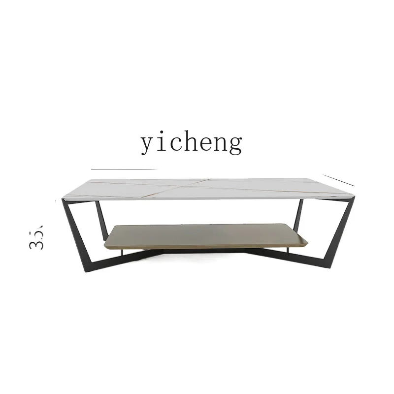 

XC Coffee Table Desk Simple Modern Small Apartment Tea Table Nordic Stone Plate Living Room Home Flower