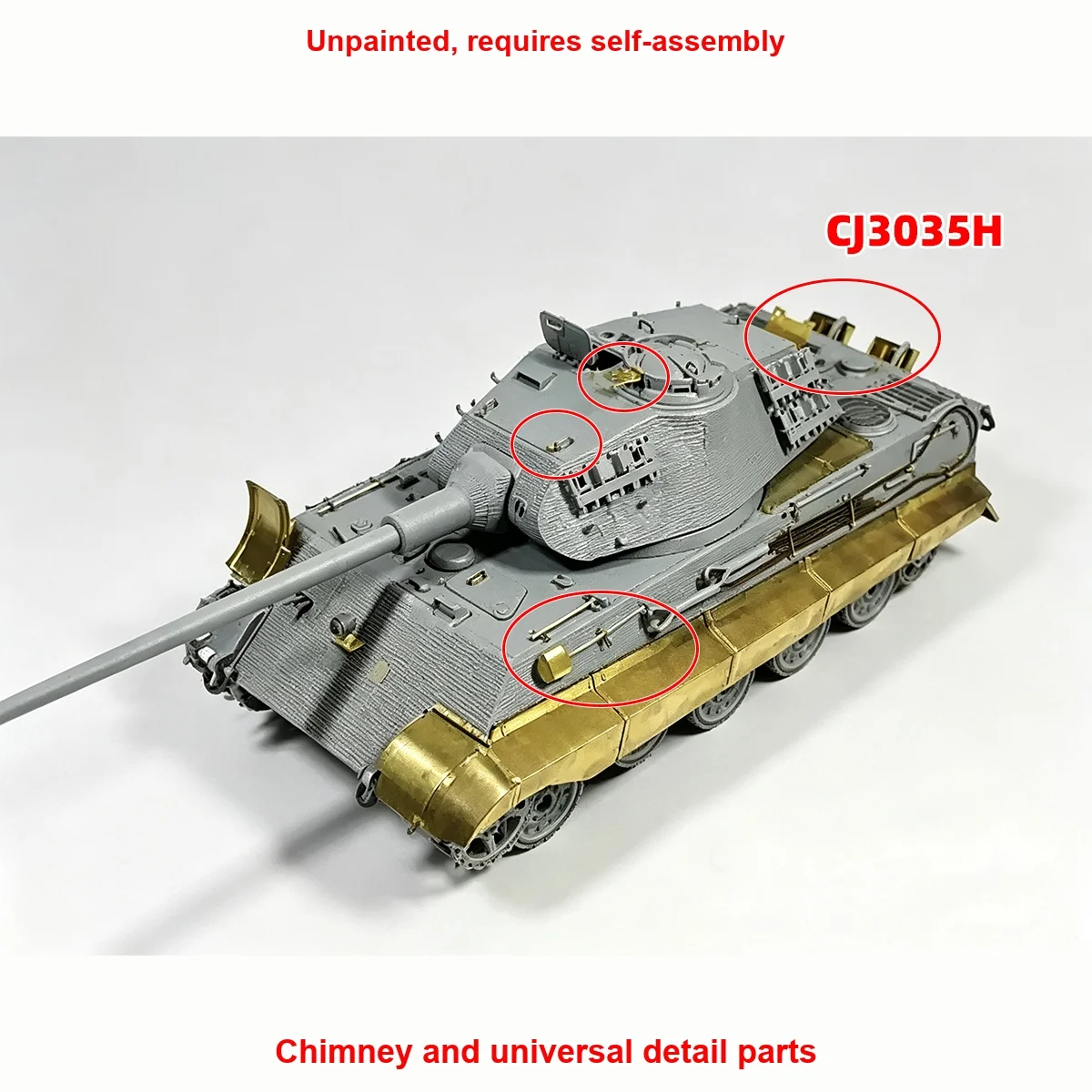 1/35 Modellbausatz Diorama Miniatur PE Panzer King Tiger II Upgrade-Teile Unbemalter Lufteinlassgitter Auspuff Universal DIY – Detail 5