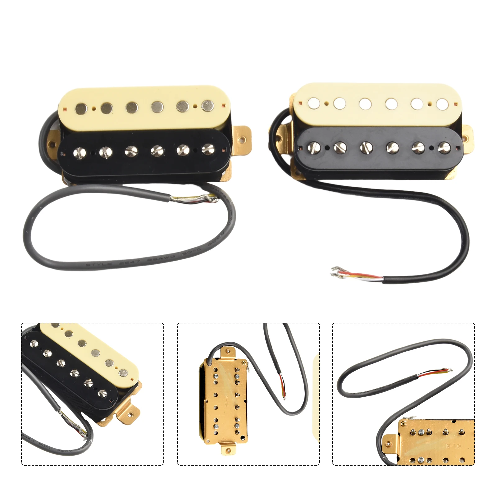 Humbucker Pickup Double Coil Electric Guitar Pickups Neck And Bridge Zebra Color Adjustable Slug Pole Pieces With Screws