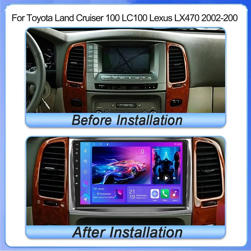 10.1“ 9” Android 15 For Toyota Land Cruiser 100 LC100 Lexus LX470 2002-2007 Multimedia Video Player GPS Radio Stereo WiFi 5G