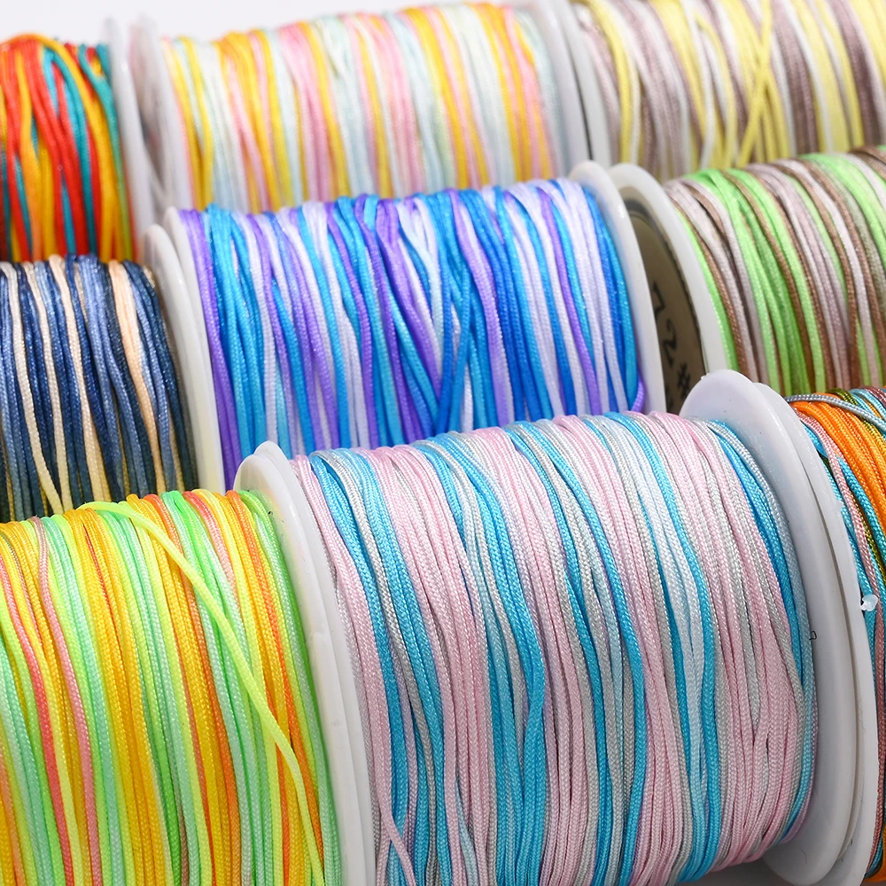 iYOE 45m/Roll 0.8mm Gradient Color Macrame Thread Rope Nylon Cord For Jewelry Making Bracelet Diy Needlework Craft Tassel Charms