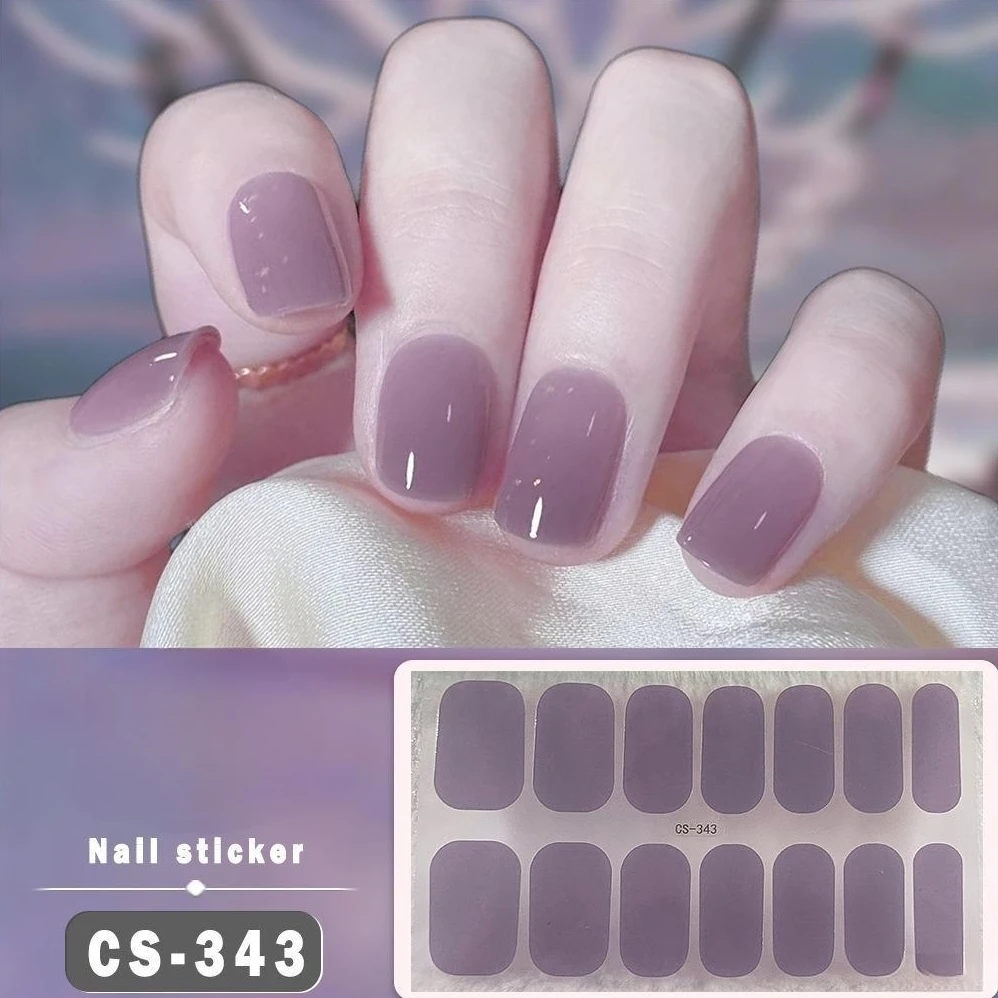 14Tips Nude Semi-Cured Gel Nail Stickers - Aurora Design, Waterproof, Long Lasting, Full Cover, UV Lamp Required