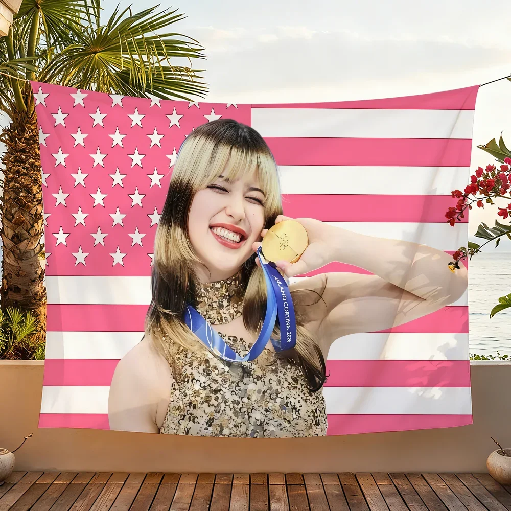 A-Alysa L-Liu Skating USA flag For Garden Party Living Room Home Wall Decor Banner Bedroom Outdoor Tapestry