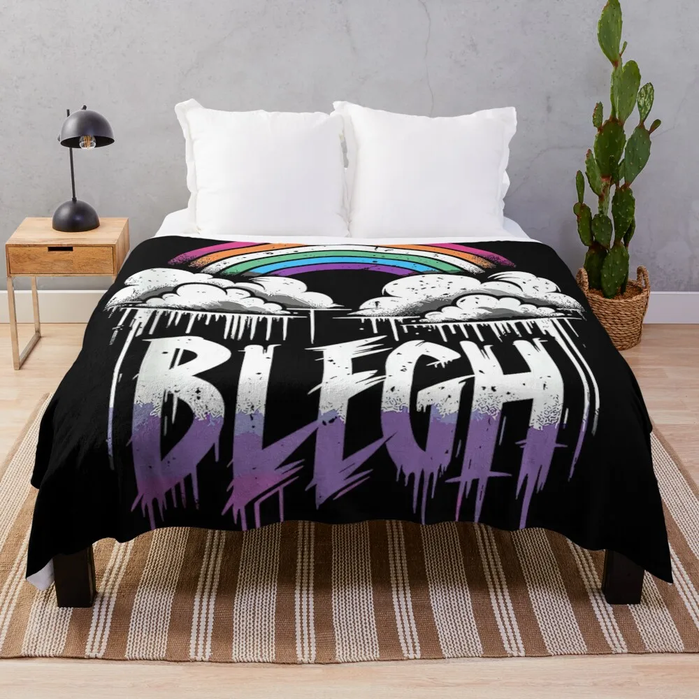 Blegh Rainbow - Bold Deathcore Vocalist Graphic Throw Blanket Warm Polar Blankets