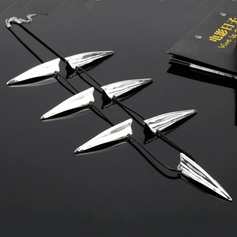 Estilo de película Collar de Pantera Negra Máscara de Pantera Negra Dientes de Lobo Chapado en Oro Negro Colgante Cadena de Clavícula Accesorios de Cosplay