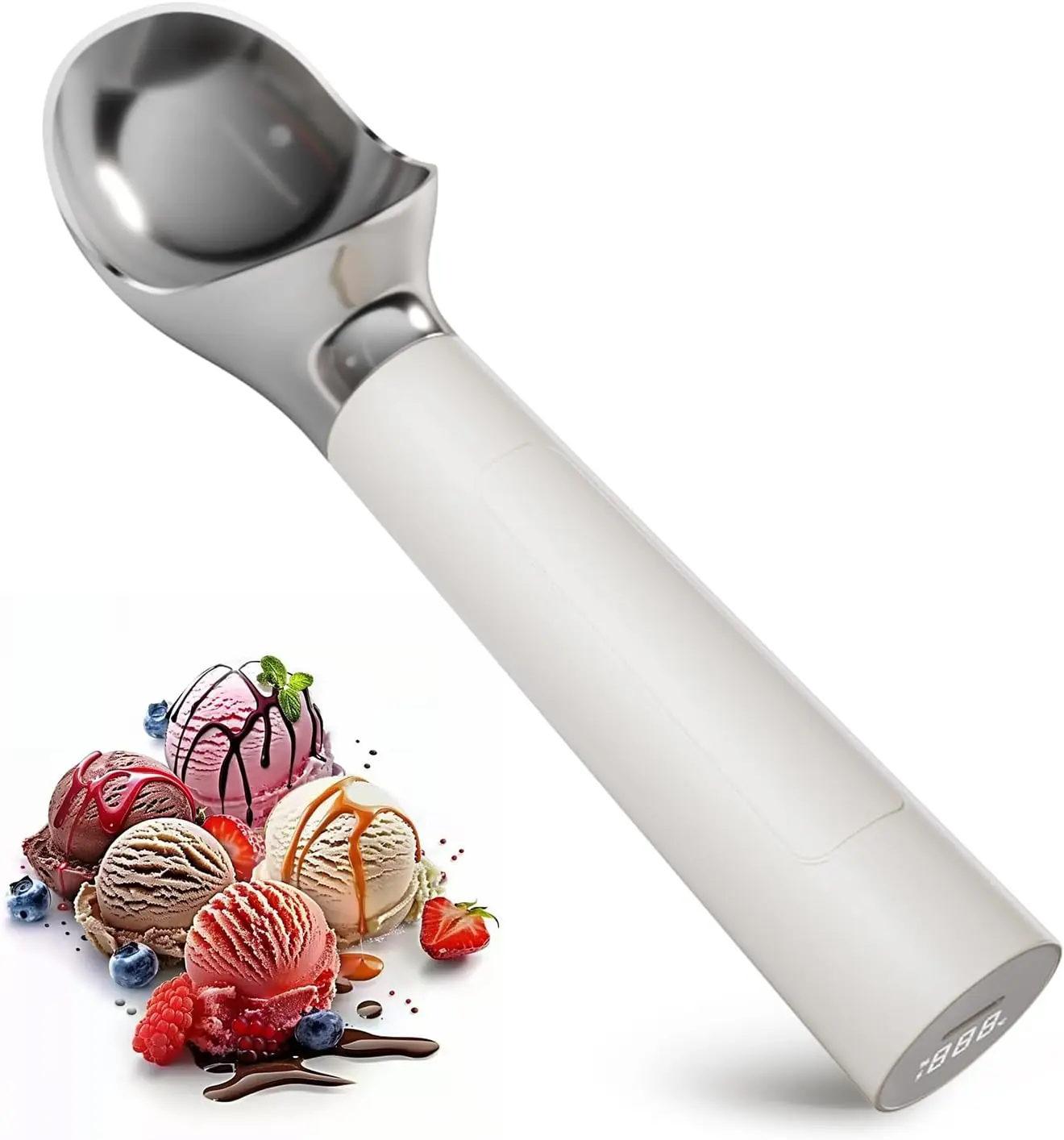 

Rechargeable Heated Ice Cream Scoop, Electric Scooper for Hard Ice Cream, Self-Warming Spoon Up to 158°F, Easy to Clean