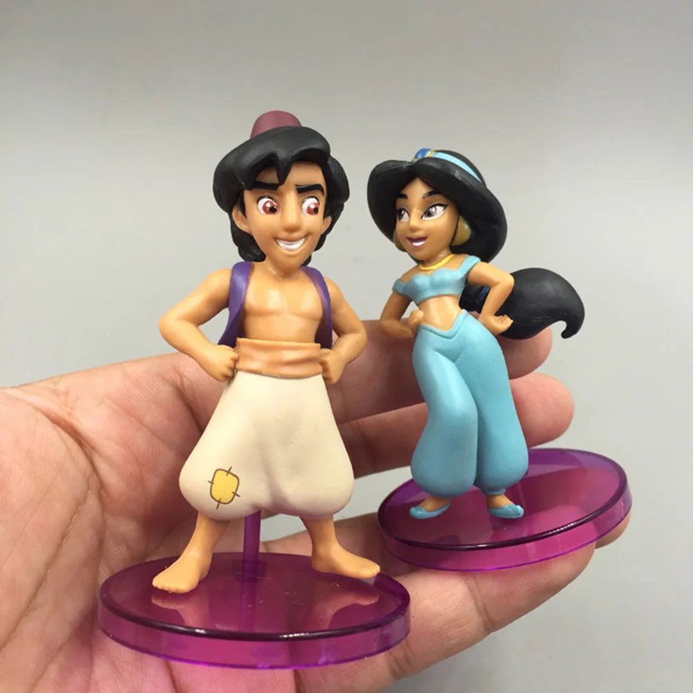 Disney Aladin And The Magic Lamp Jafar Jasmine Aladdin Action Figures Set Toys Anime GK Doll Cute Brinquedos Gift For Boys Girls