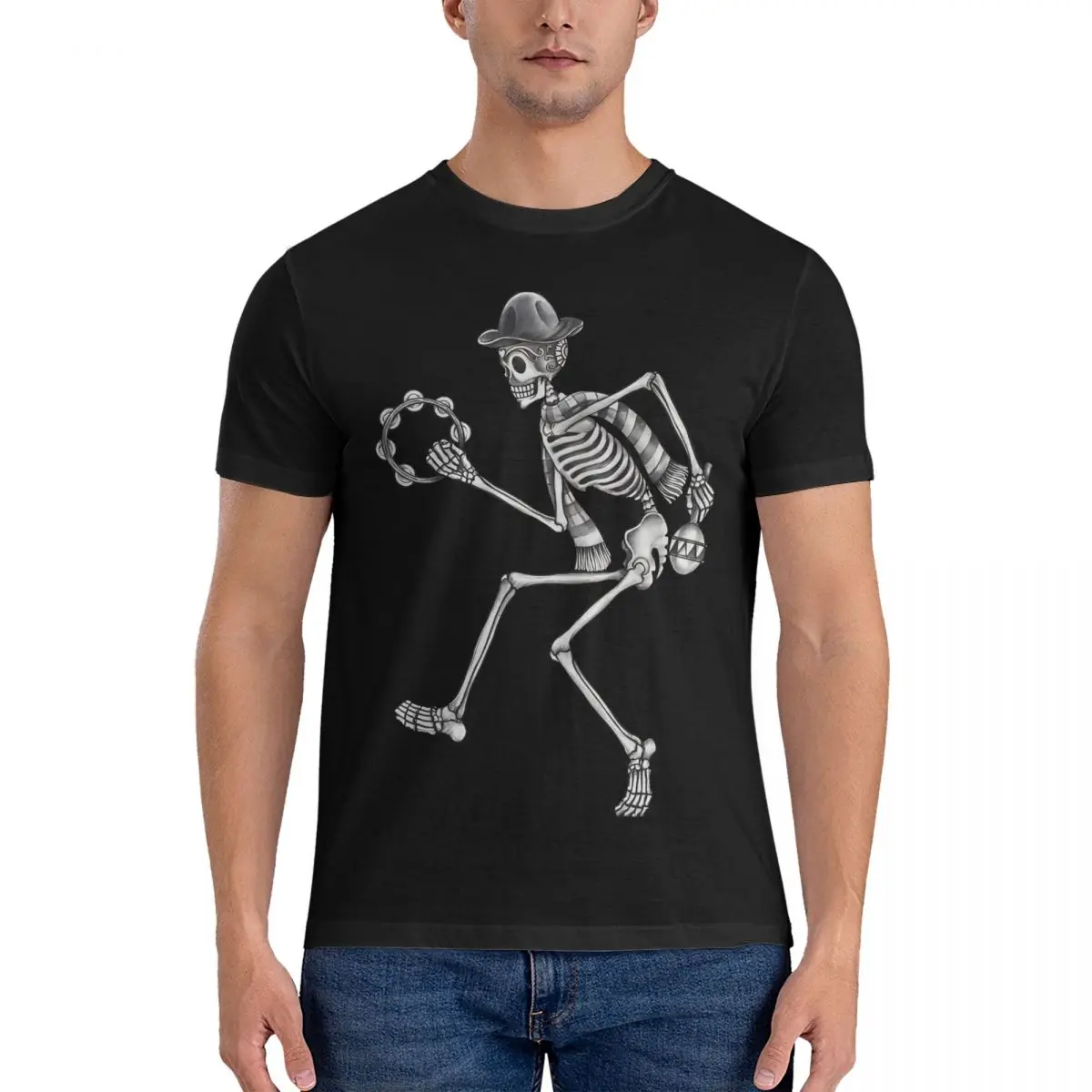 Мужские футболки Sugarskull Dance празднование Дня мертвых. Юмористическая футболка из 100% хлопка, футболки с коротким рукавом для танца смерти