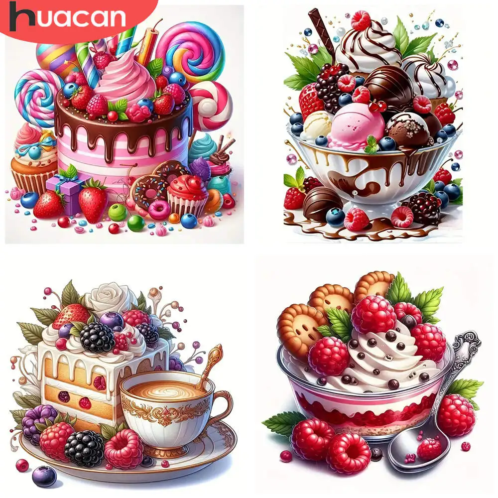 HUACAN 1 Stück Diamantmalerei Candyland Fantasy Kuchen Szene Sparkle Leinwand 5D DIY Diamant Stickerei Kits Dekoration