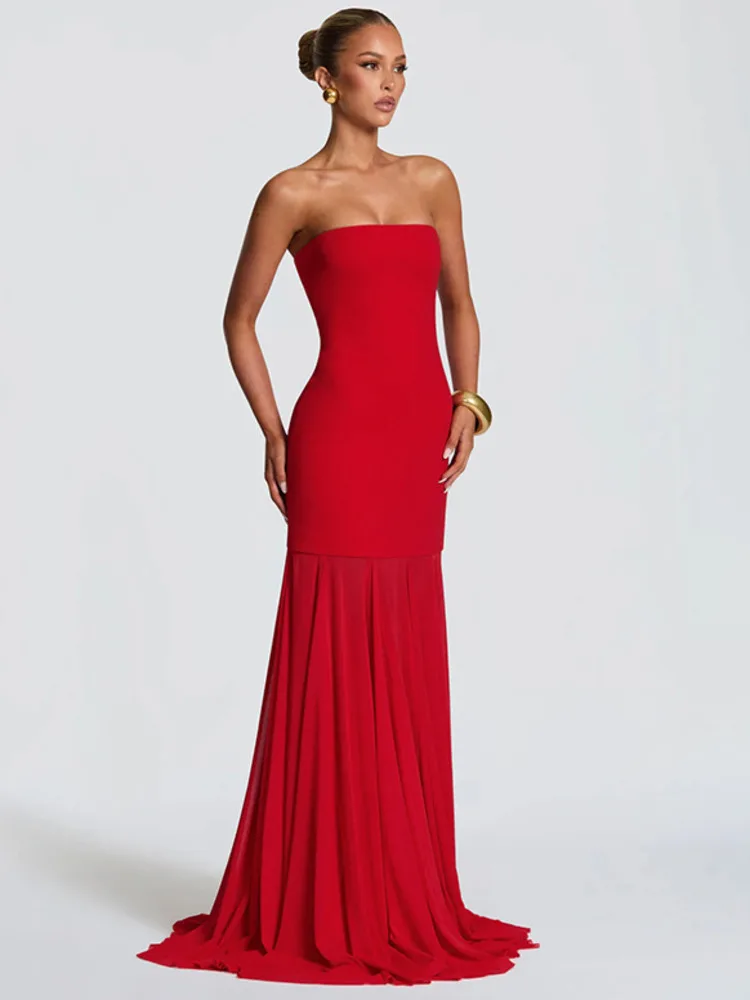 Mozision vestido maxi sexy sem alças, ombro de fora, feminino, elegante, gola cachecol, sem mangas, costas nuas, bodycon, festa, vestidos longos