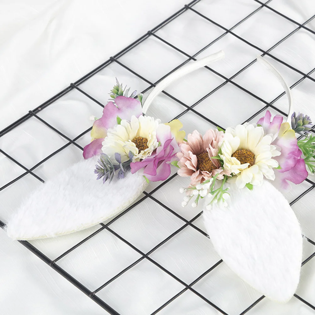 

Cat Ears Headband Floral Hoop Easter Headdress Hair Accessories Comfortable Wear Bright Colors Lovely Design Celebration
