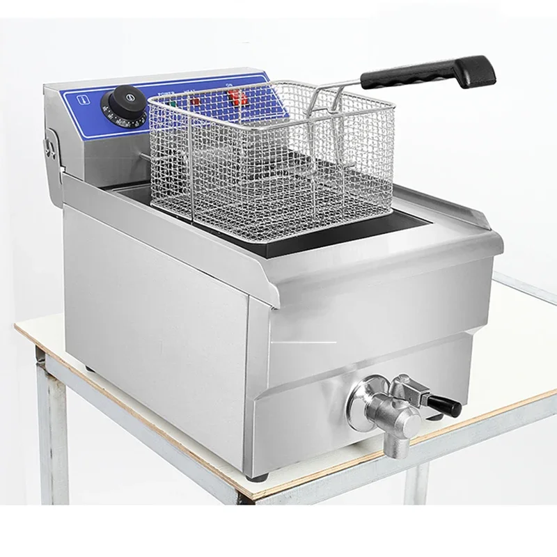 13L Electric Deep Fryer Commercial Stainless Steel  Fryer French Fries Machine Desktop Fried Chicken Legs Blast Furnace 60-200 ℃