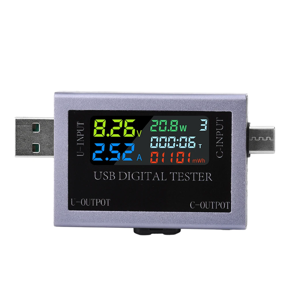 DC Voltage Meter Ammeter Power Meter Type-c+USB  Current Meter Voltmeter Cell Phone Charging Tester Indicator