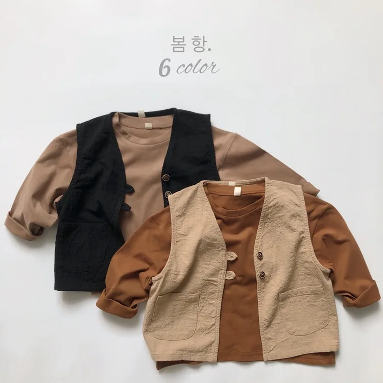 Korean Autumn Kids Boys Base Shirts Solid Cotton Long Sleeve Loose Toddler Boys Tops Bottom Simple Children Boy Tops Tendy