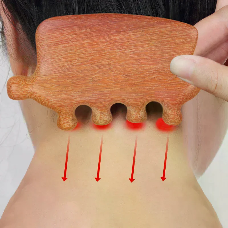 

Массажная расческа для головы с пятью зубцами, расческа для волос из сандалового дерева, расслабляющий массажер для акупунктурных точек, портативная расческа с деревянной ручкой, антистатический инструмент для укладки