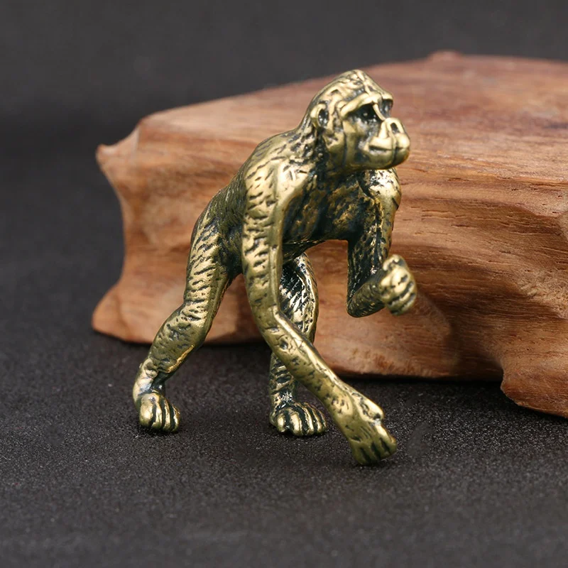 

Solid Brass Gorilla Figurine Miniature Tea Pet Craft Desktop Small Ornament Orangutan Home Decoration Accessories Children Gifts