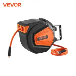 VEVOR 50FT Retractable Air Hose Reel Wall-Mounted PVC Hose Automatic Rewinding Swivel Line Compressor for Automobile Maintenance