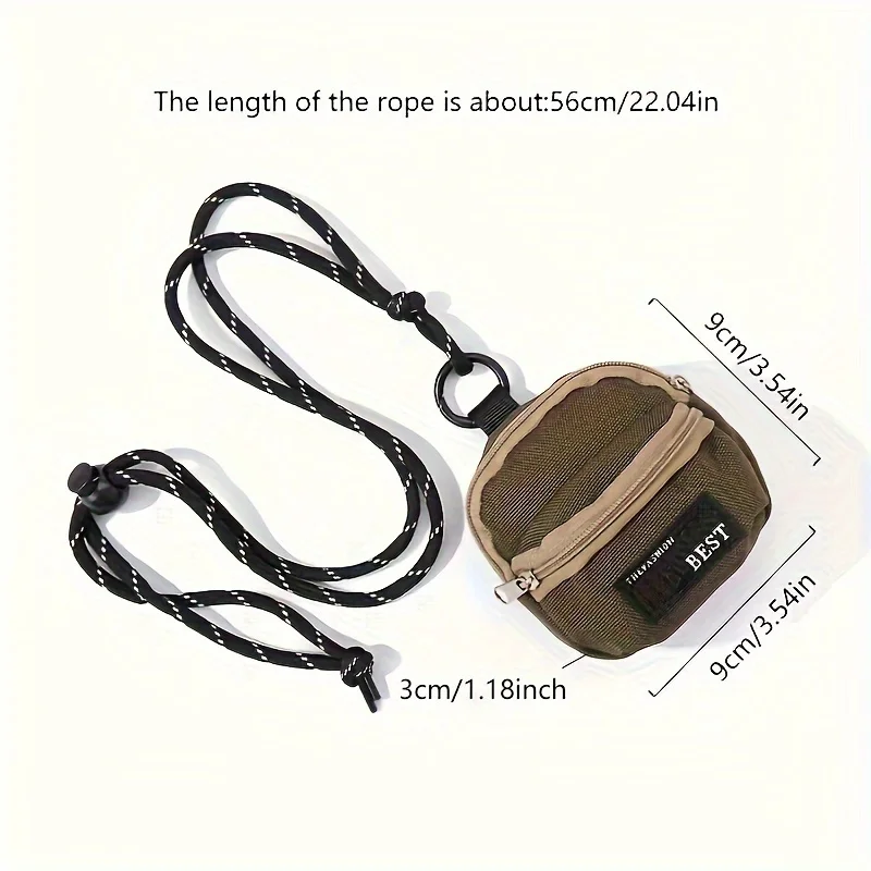 قطعة واحدة من حقيبة البوليستر الصغيرة التقنية، حقيبة رقبة محمولة مع حزام لسماعات الأذن هدية للسفر في الهواء الطلق #3