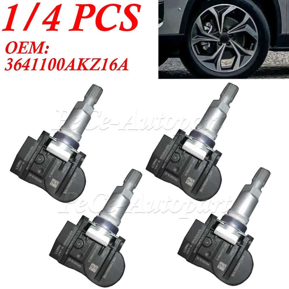 1/4PCS 3641100AKZ16A TPMS Tire Pressure Sensor 433 MHZ For Great Wall Wingle5 Great Wall C50 Harvard H5 H6 Haval H6 Haval M6