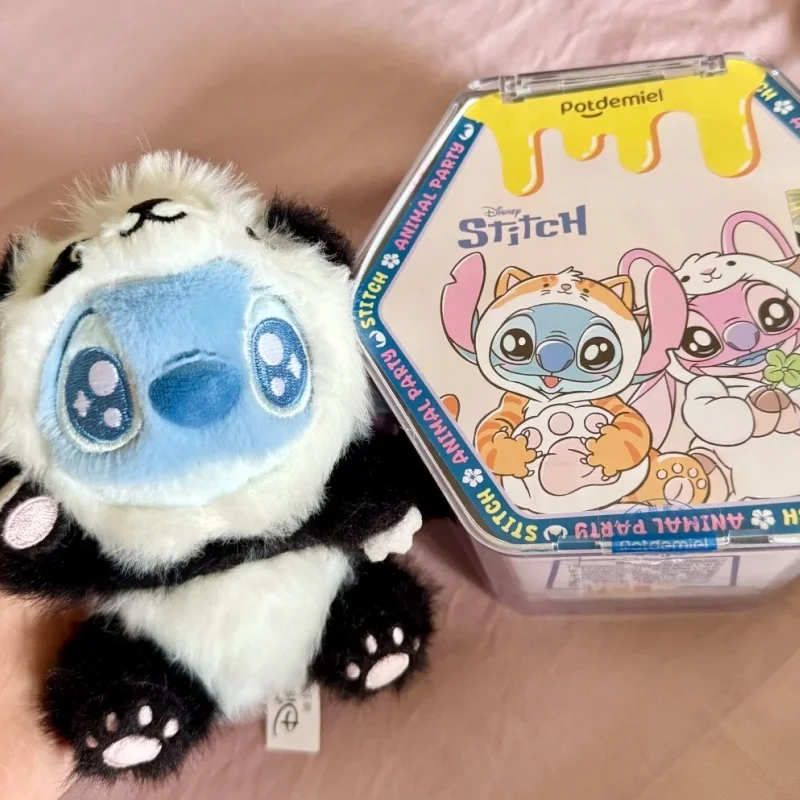 

Подлинная серия Disney Stitch Animal Party, плюшевая слепая коробка, кукла, школьный рюкзак, подвеска, украшение для рабочего стола, фигурка, подарочная игрушка