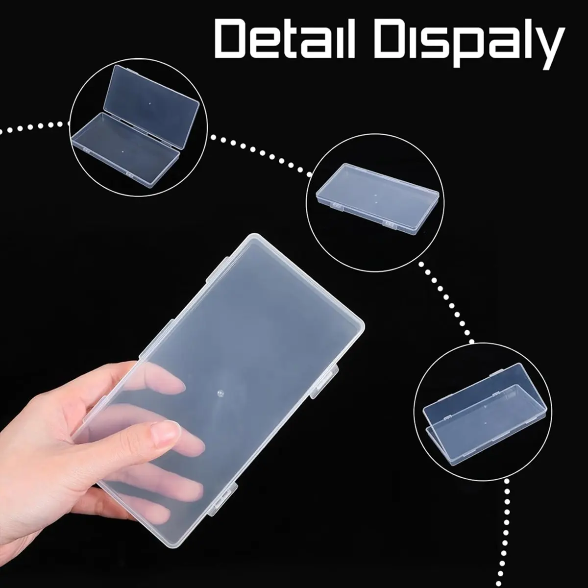 AA14 3Pack Mini Plastic Clear Storage Containers Box,Small Rectangle Empty Organizer Case with Hinged Lid for Collecting Bead